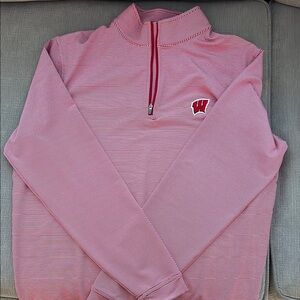 Peter Millar Red Quarter-Zip Pullover with Logo